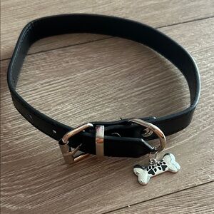 New Black Dog Collar with Bone Charm